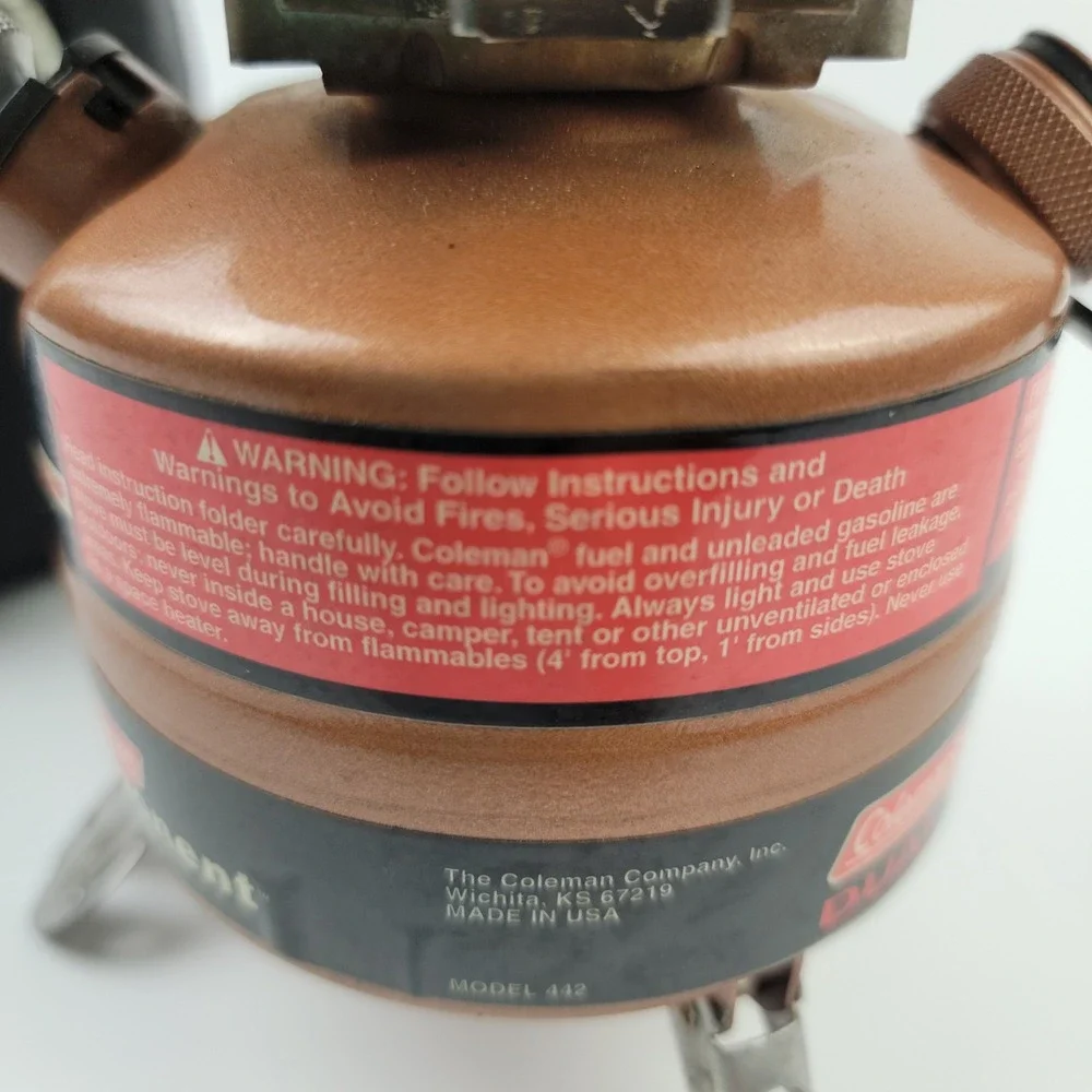 Coleman Exponent Feather 442 Dual Fuel Stove Copper with Peak 1 Case USA